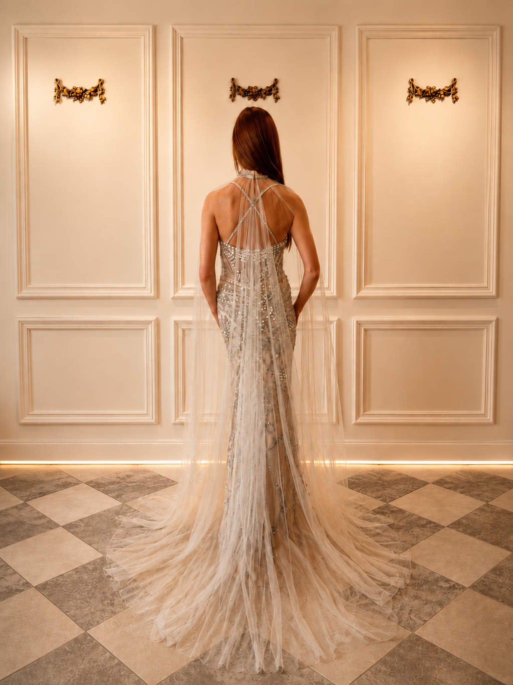 Alexandra – DDC072 Silver Beaded Dress With Nude Lining Size 6