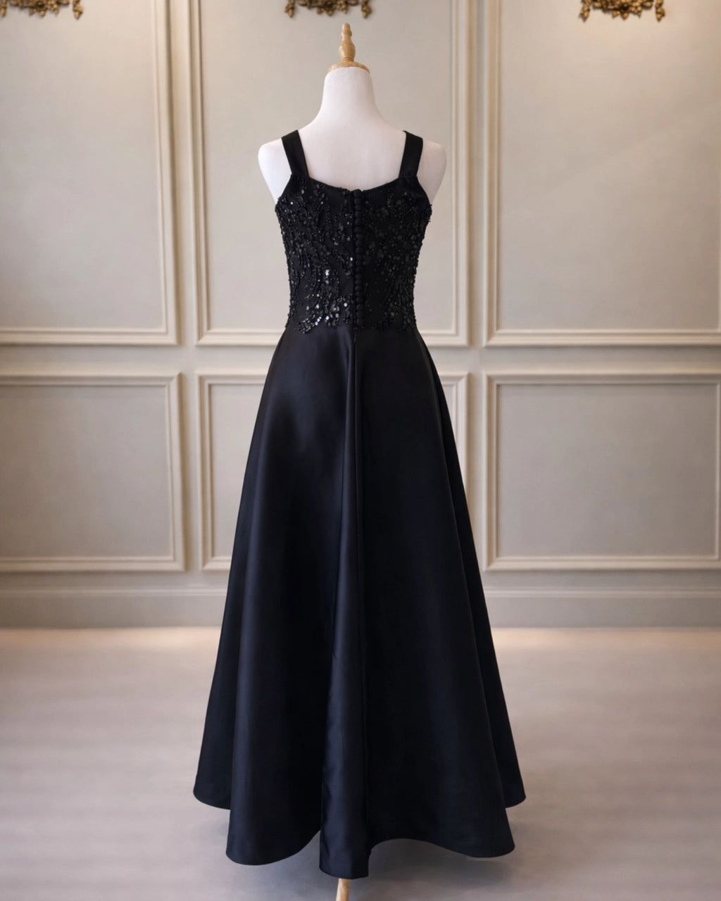 Brooke DD021 Black Ankle Length Beaded Top And A-Line