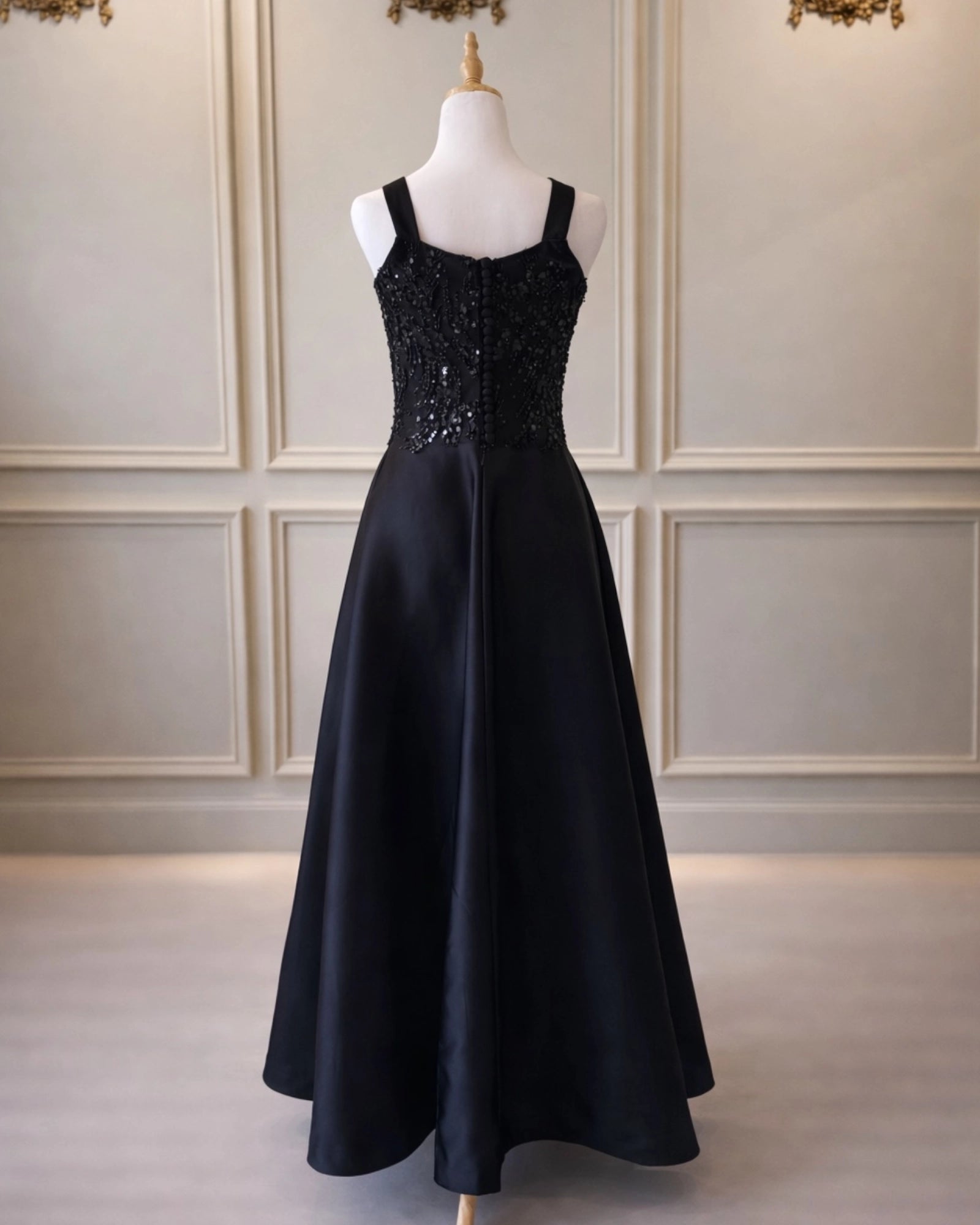 Brooke DD021 Black Ankle Length Beaded Top And A-Line