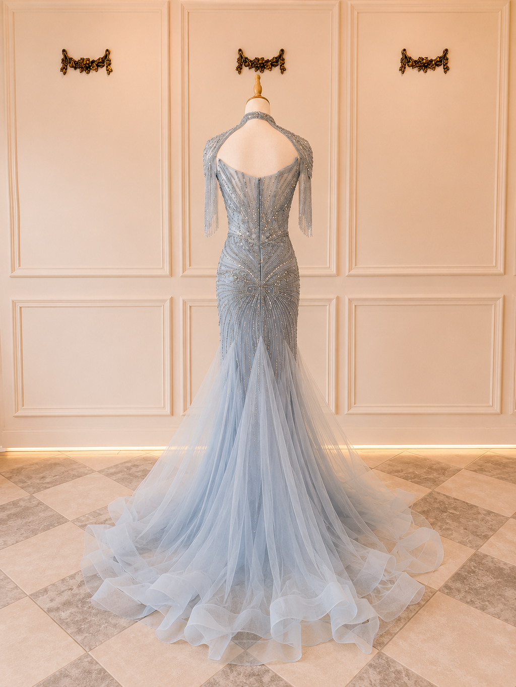 Caitlin – DDC077 Light Blue Beaded Gown Size 8