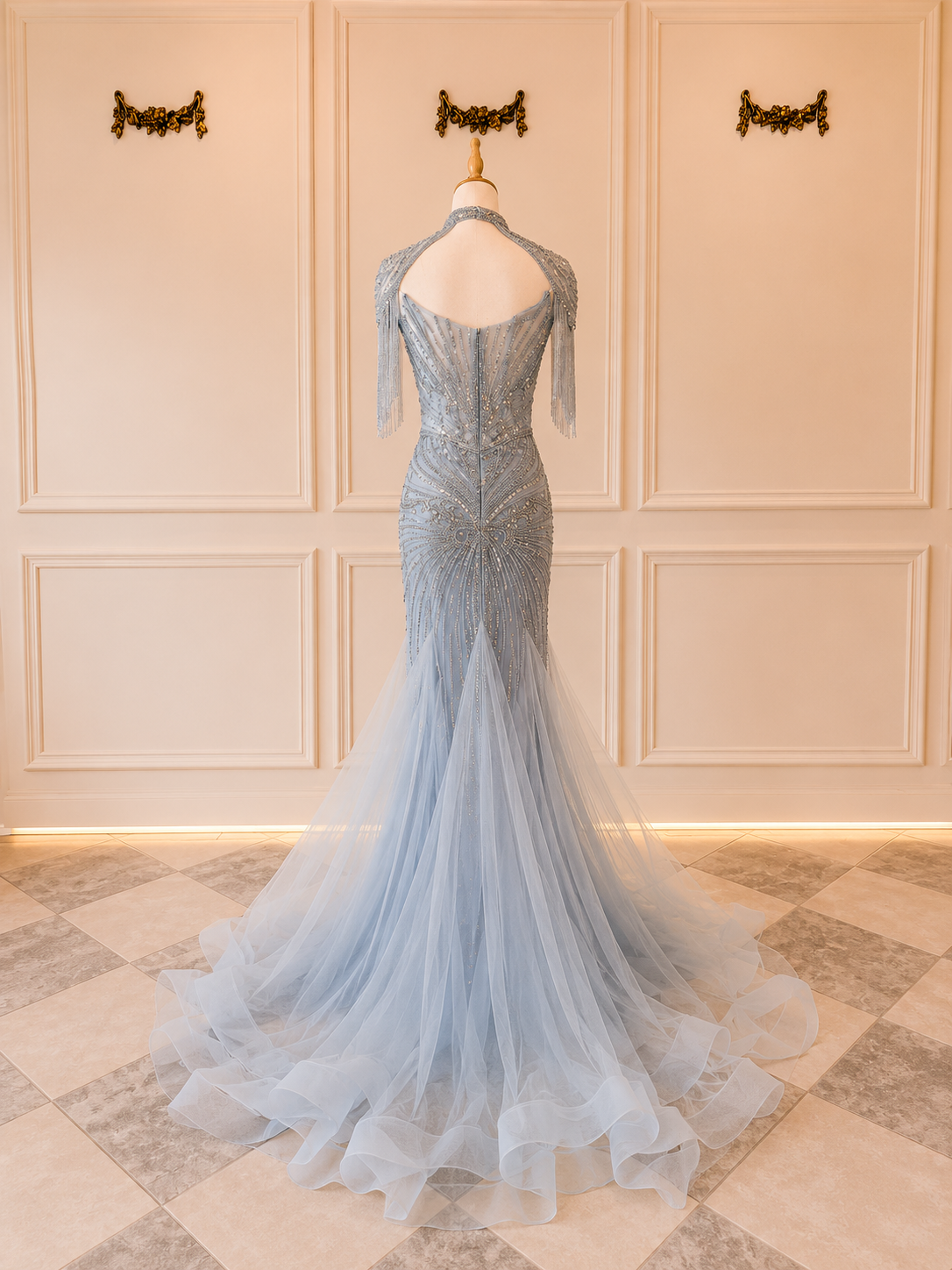 Caitlin – DDC077 Light Blue Beaded Gown Size 8