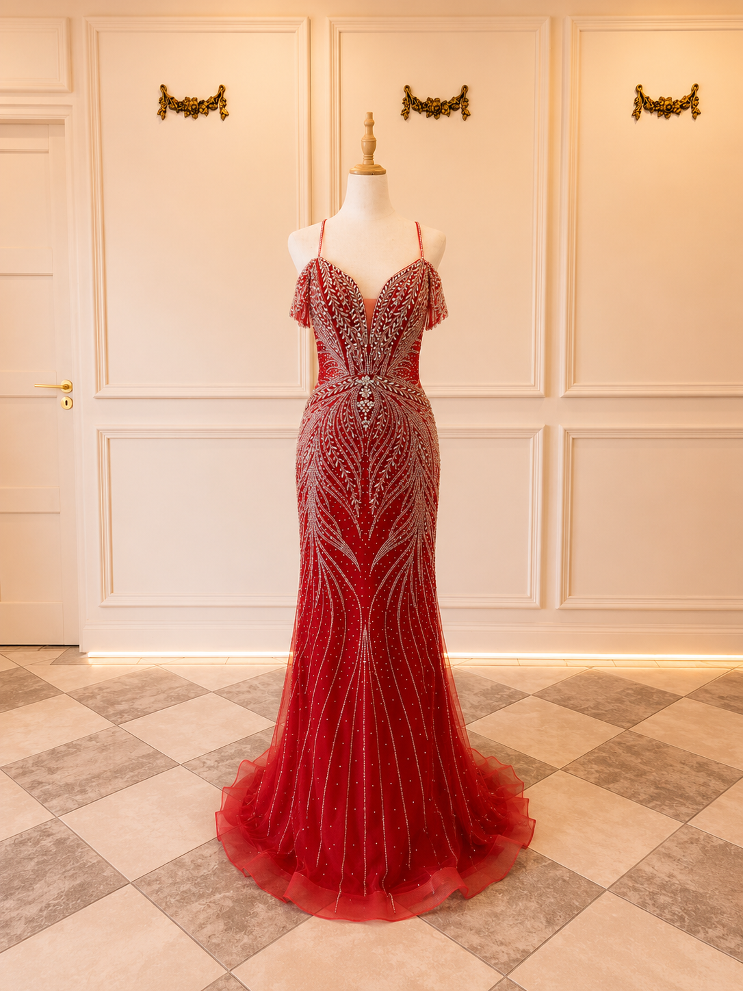Charlotte – DDC078 Red Beaded Gown Size 10