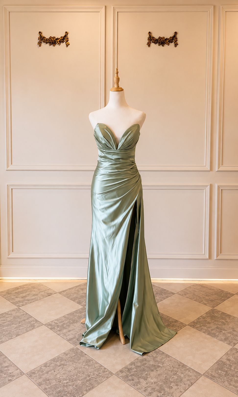 Chelsea – DDC079 Sage Green Metalic Dress Size 8
