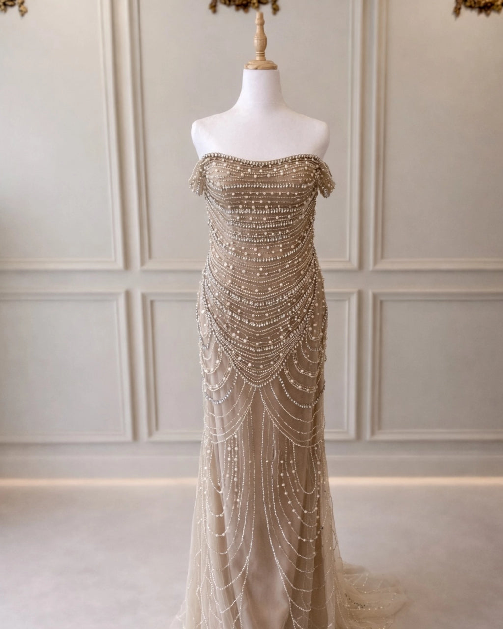 Chloe DD008 Nude Beaded Pearl Silver