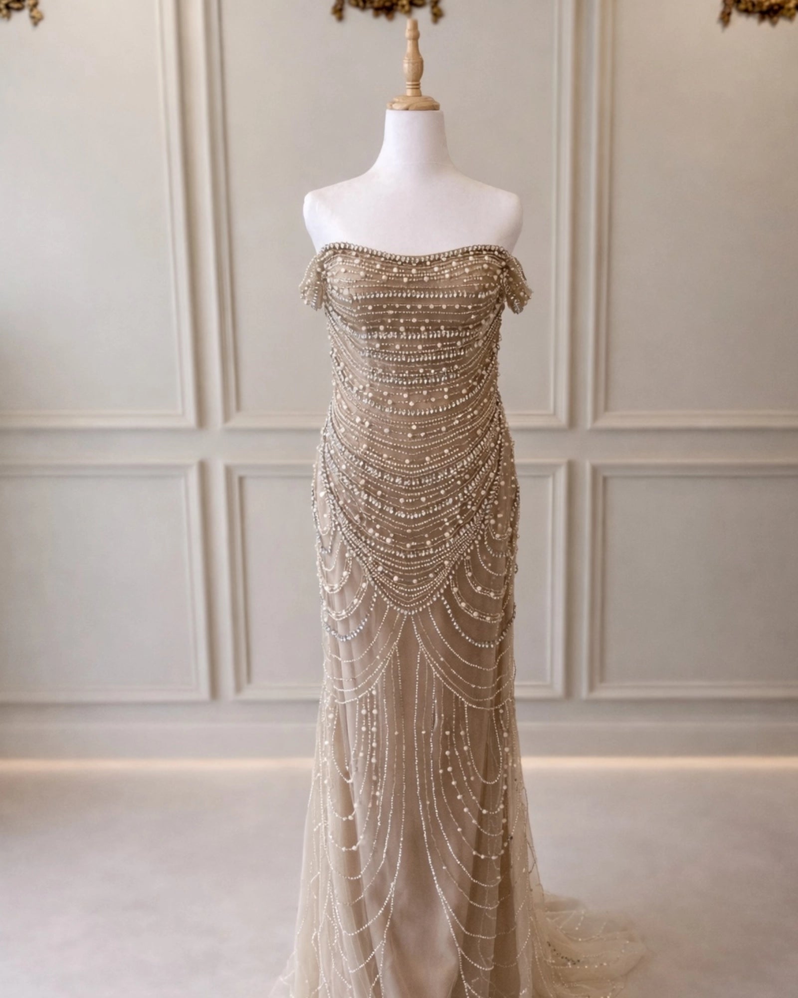 Chloe DD008 Nude Beaded Pearl Silver
