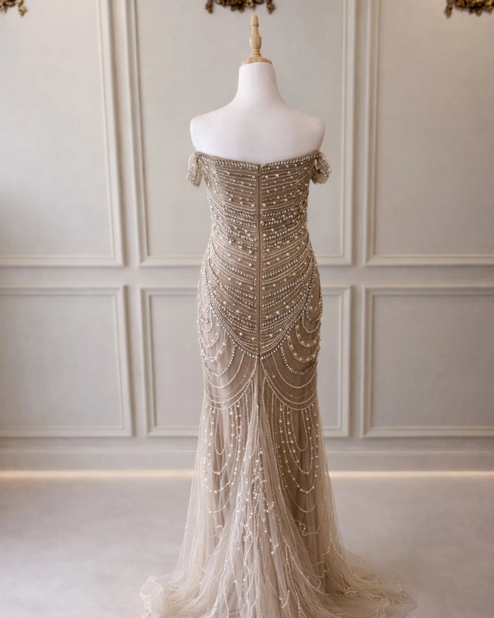 Chloe DD008 Nude Beaded Pearl Silver