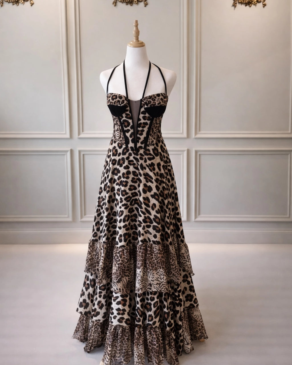 Daisy DD028 Animal Print Corset Dress With Black