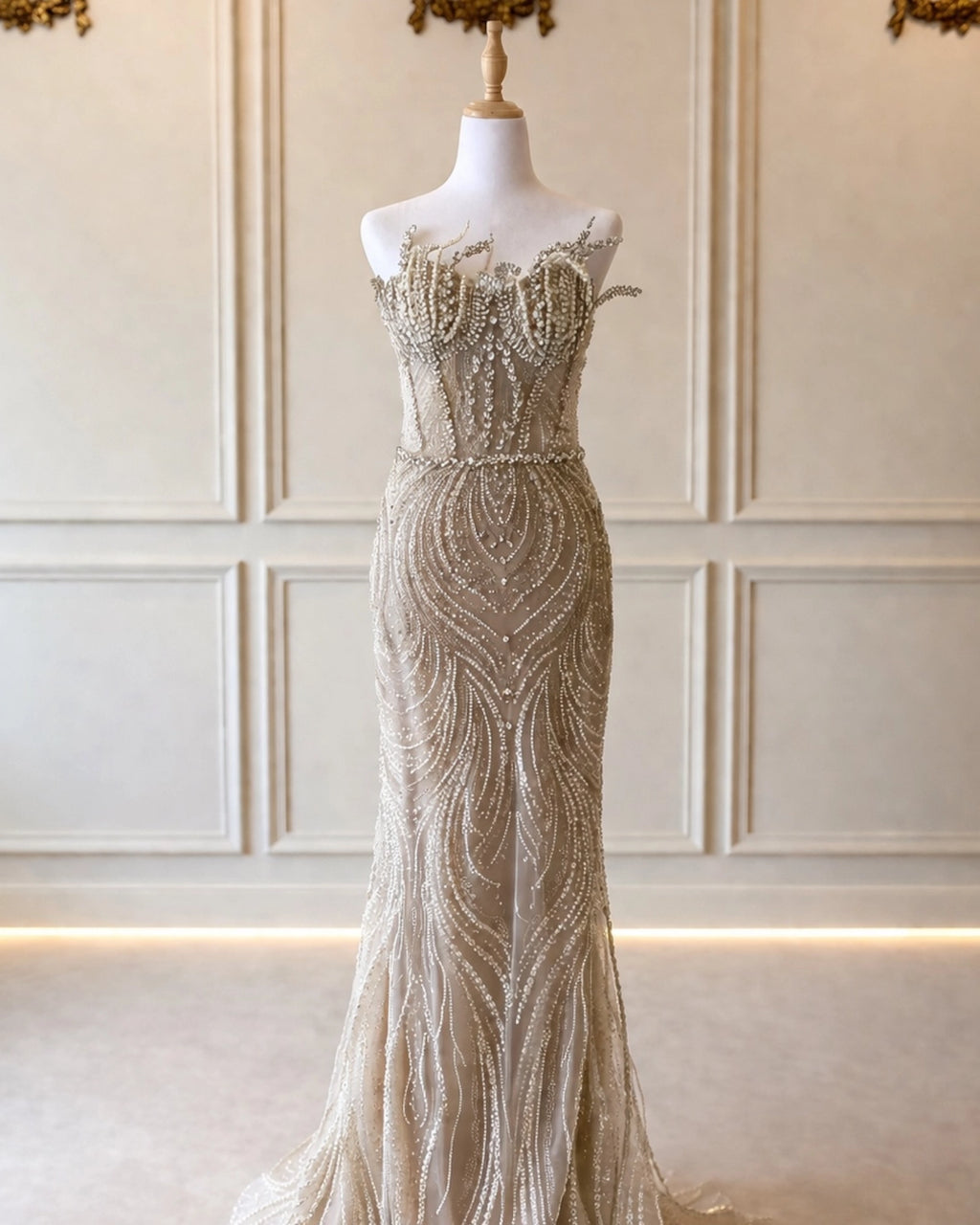Ella DD009 Nude Beaded Silver & Pearl