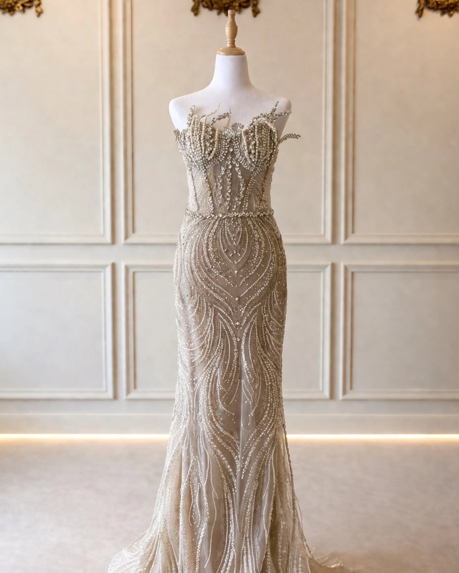Ella DD009 Nude Beaded Silver & Pearl