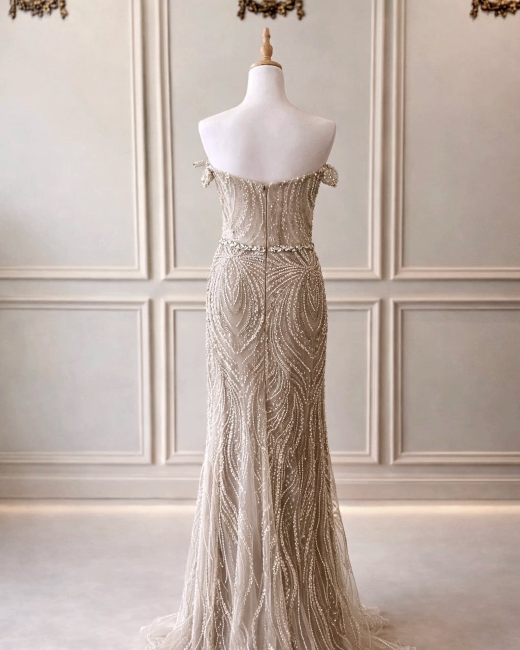Ella DD009 Nude Beaded Silver & Pearl