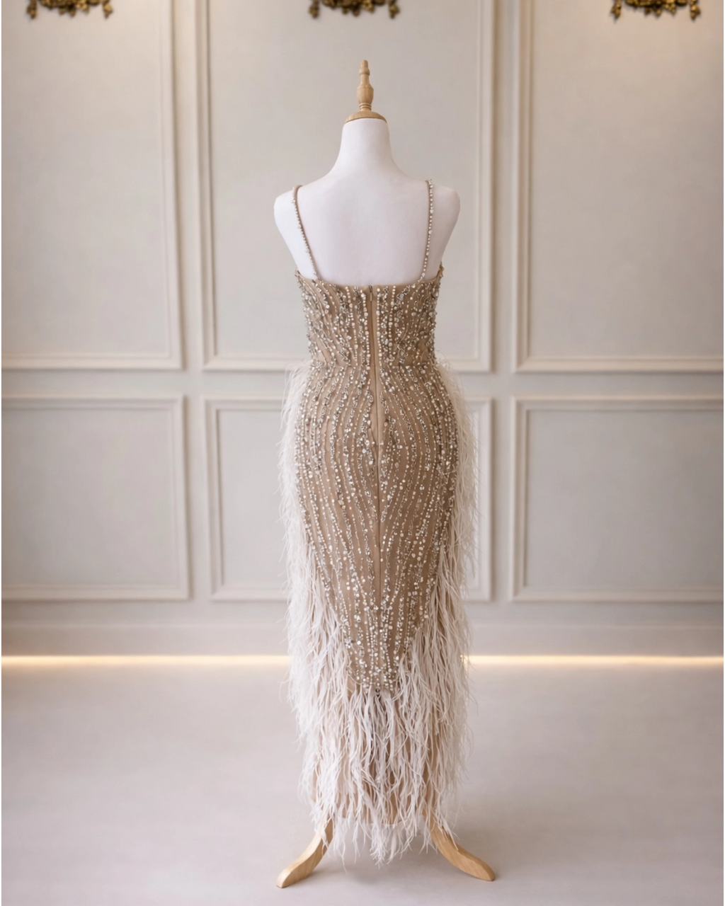 Grace DD002 Color Nude Feather Beaded