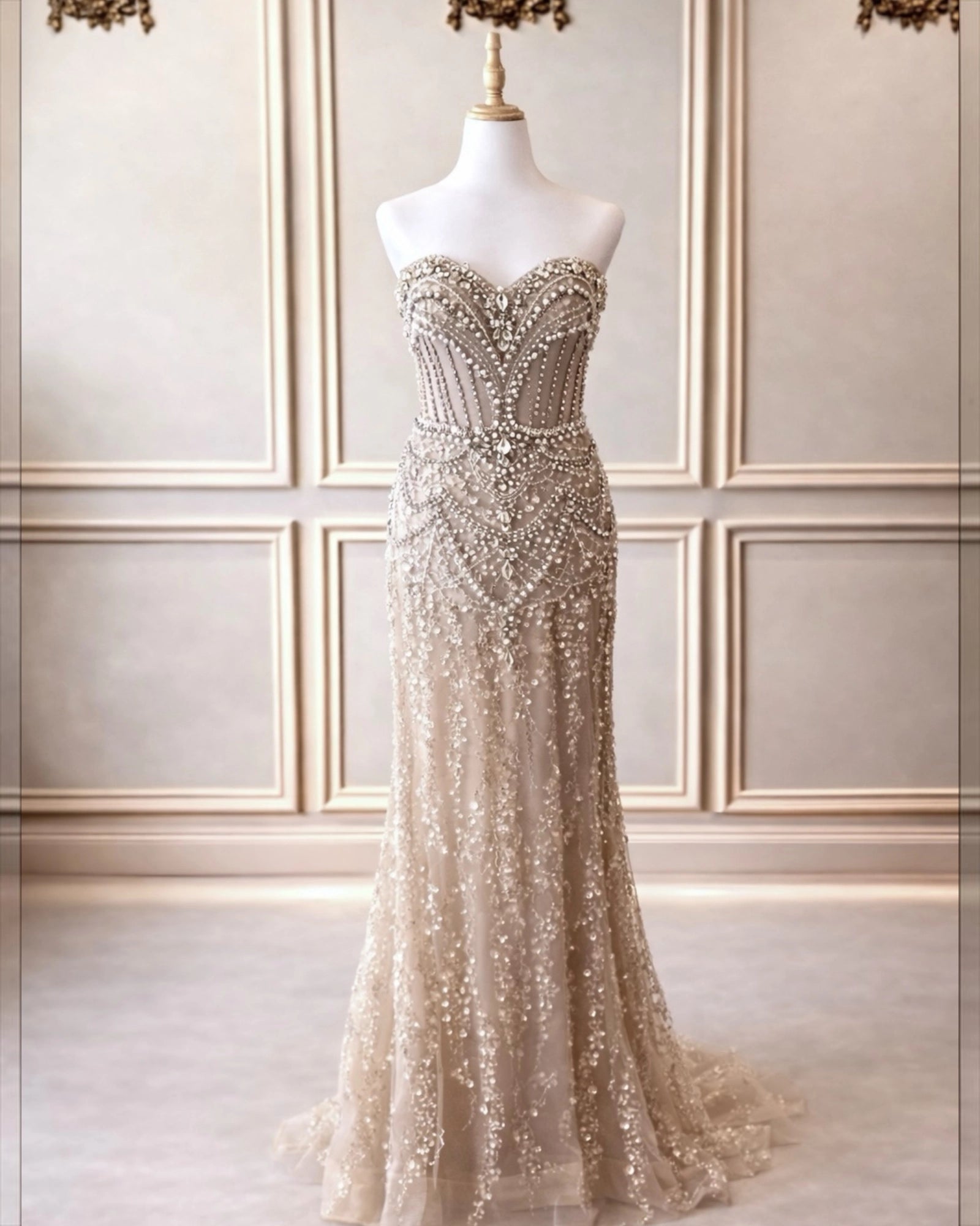 Hannah DD012 Nude Pearl & Silver Beaded