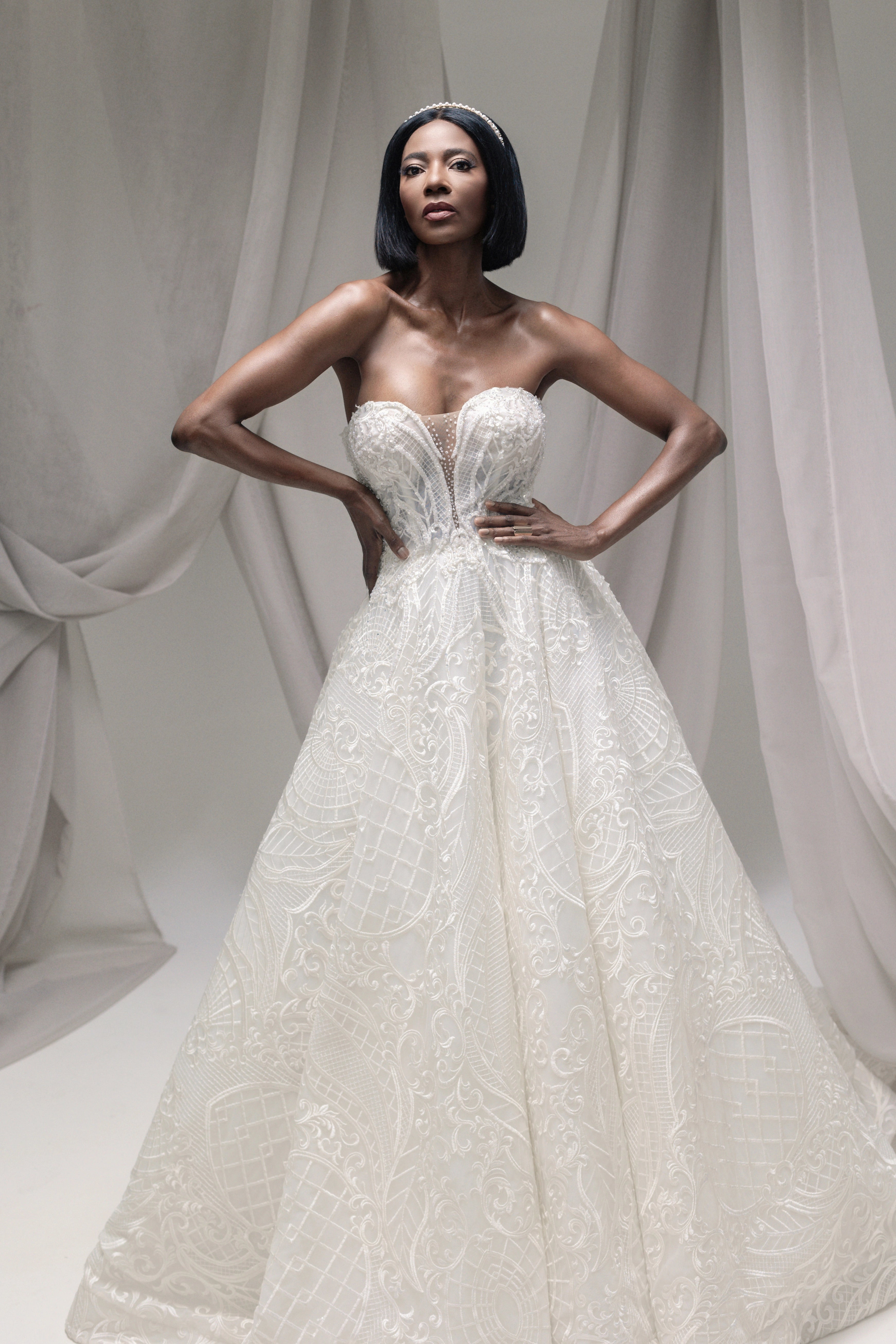 Kiara DD061 Off White Fully Lace Ballgown