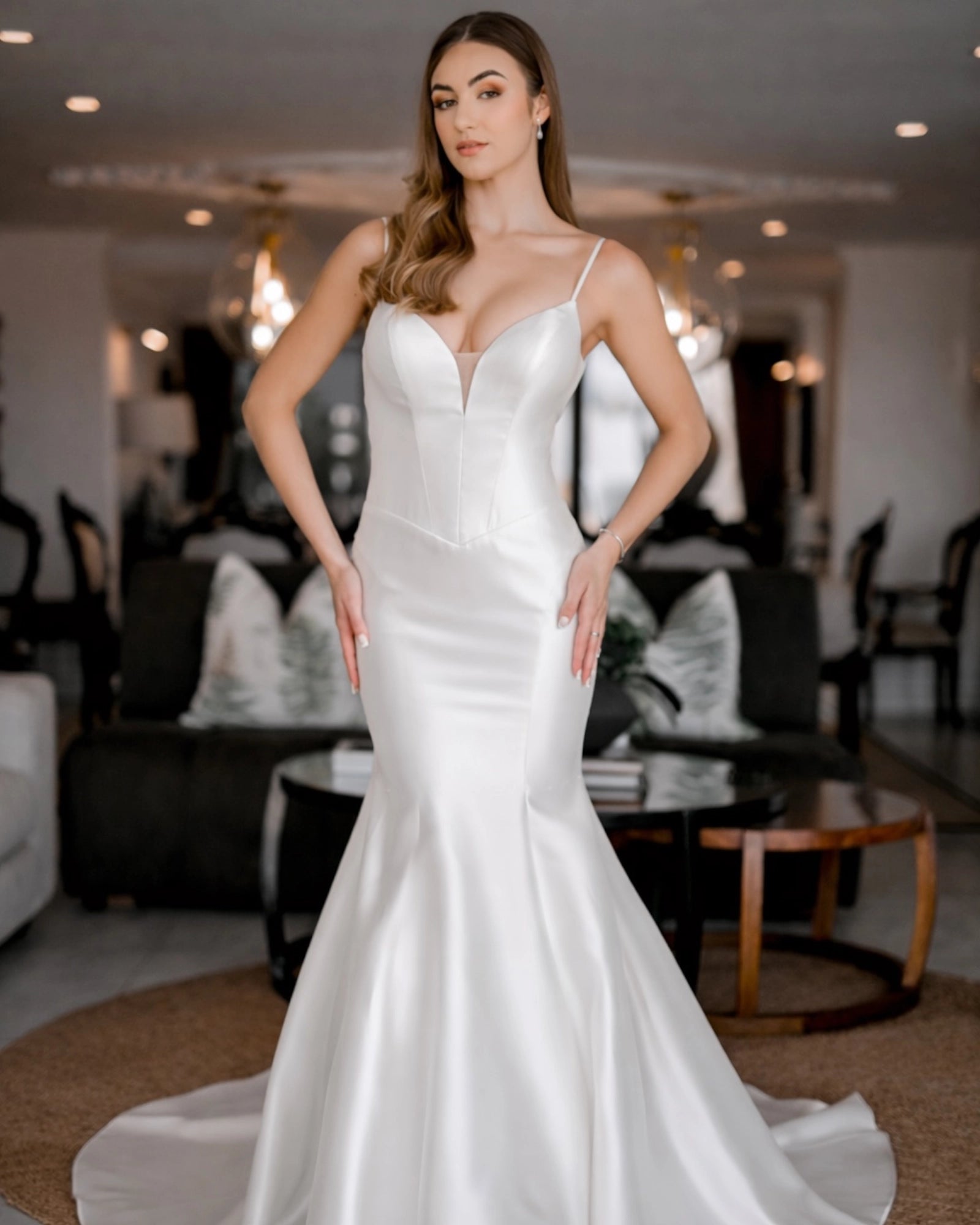 Laura DD045 Off White Mikado Satin Mermaid