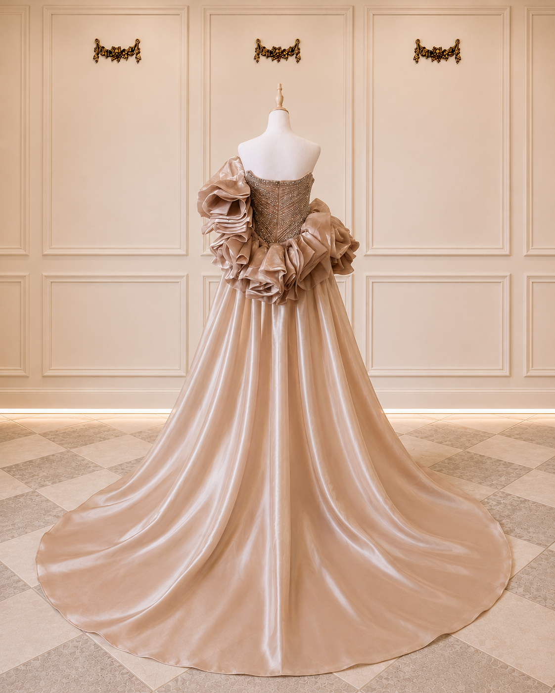 Mackenzie – DDC118 Beaded Nude Rosegold with Sleeve Detach Drama