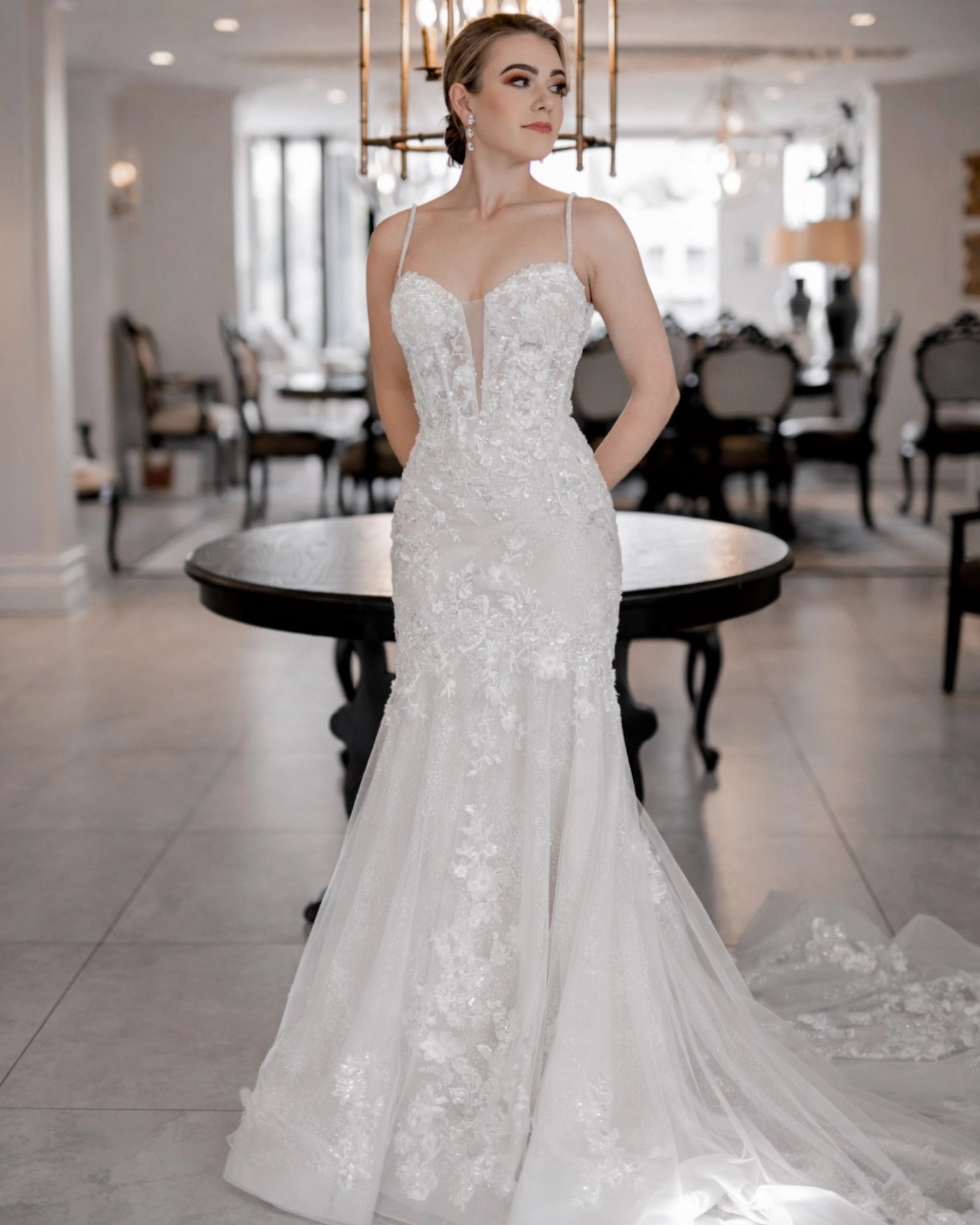 Megan DD044 Off White Wedding Gown Lace Beaded