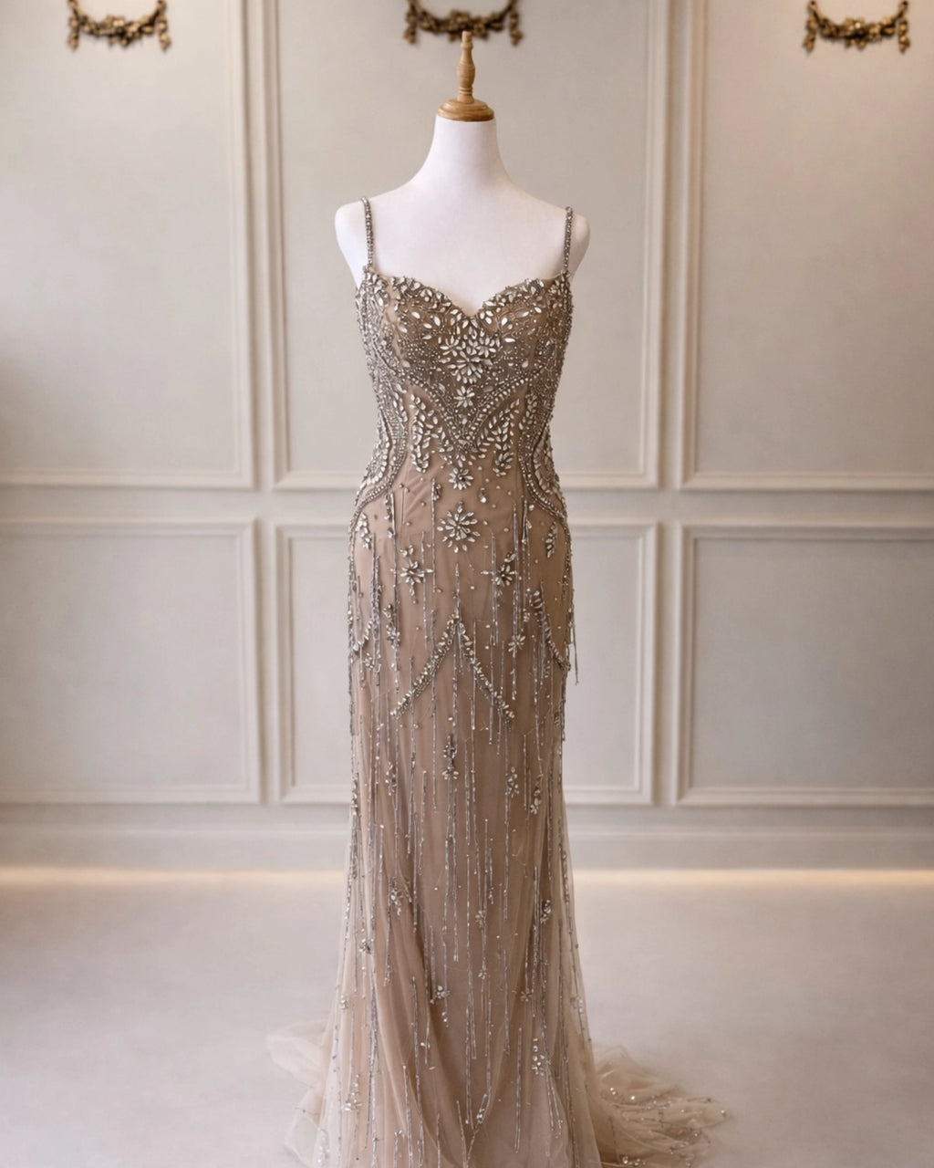 Mia DD006 Nude Beaded Silver