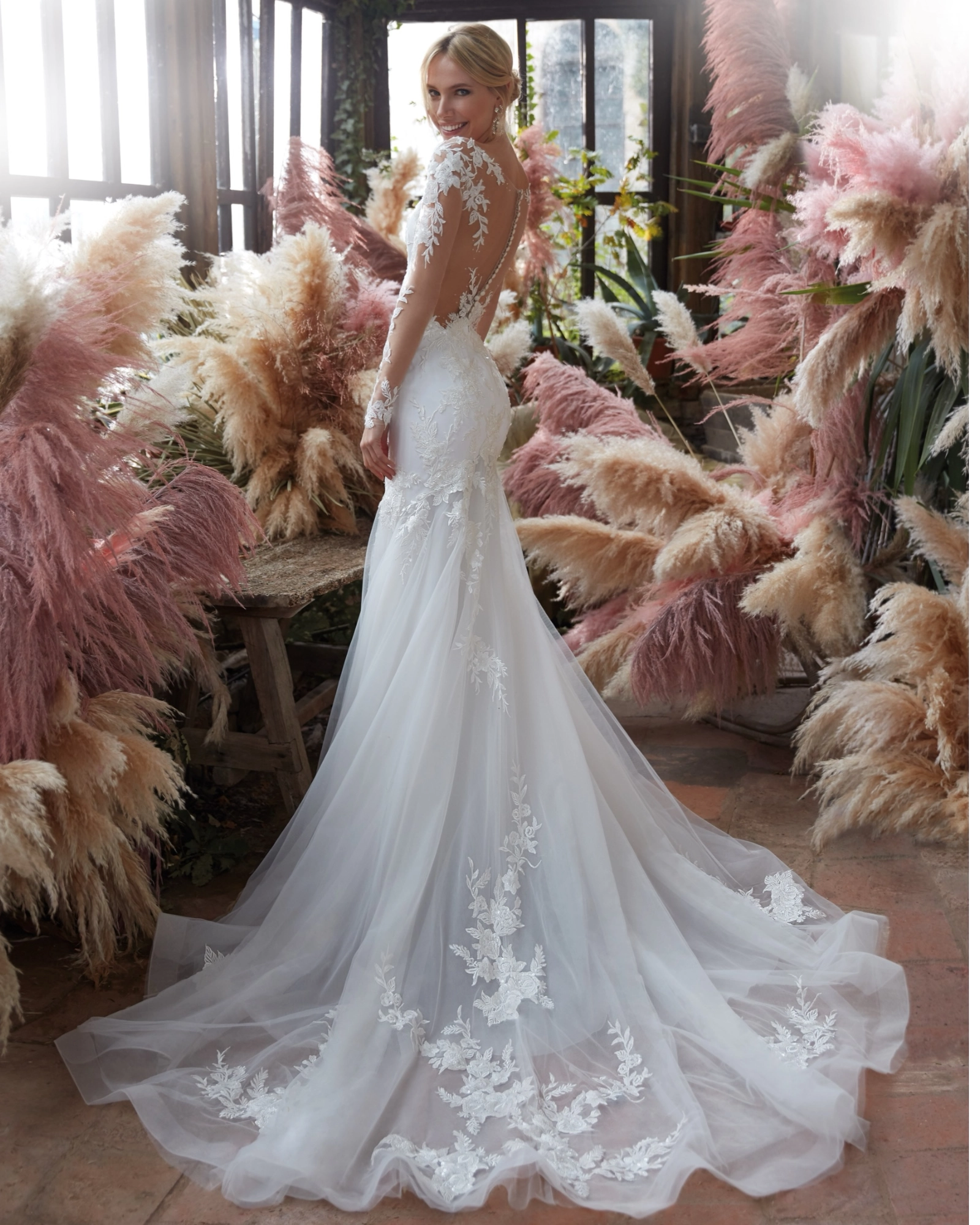 Monique DD052 Off White Long Sleeves Lace Mermaid