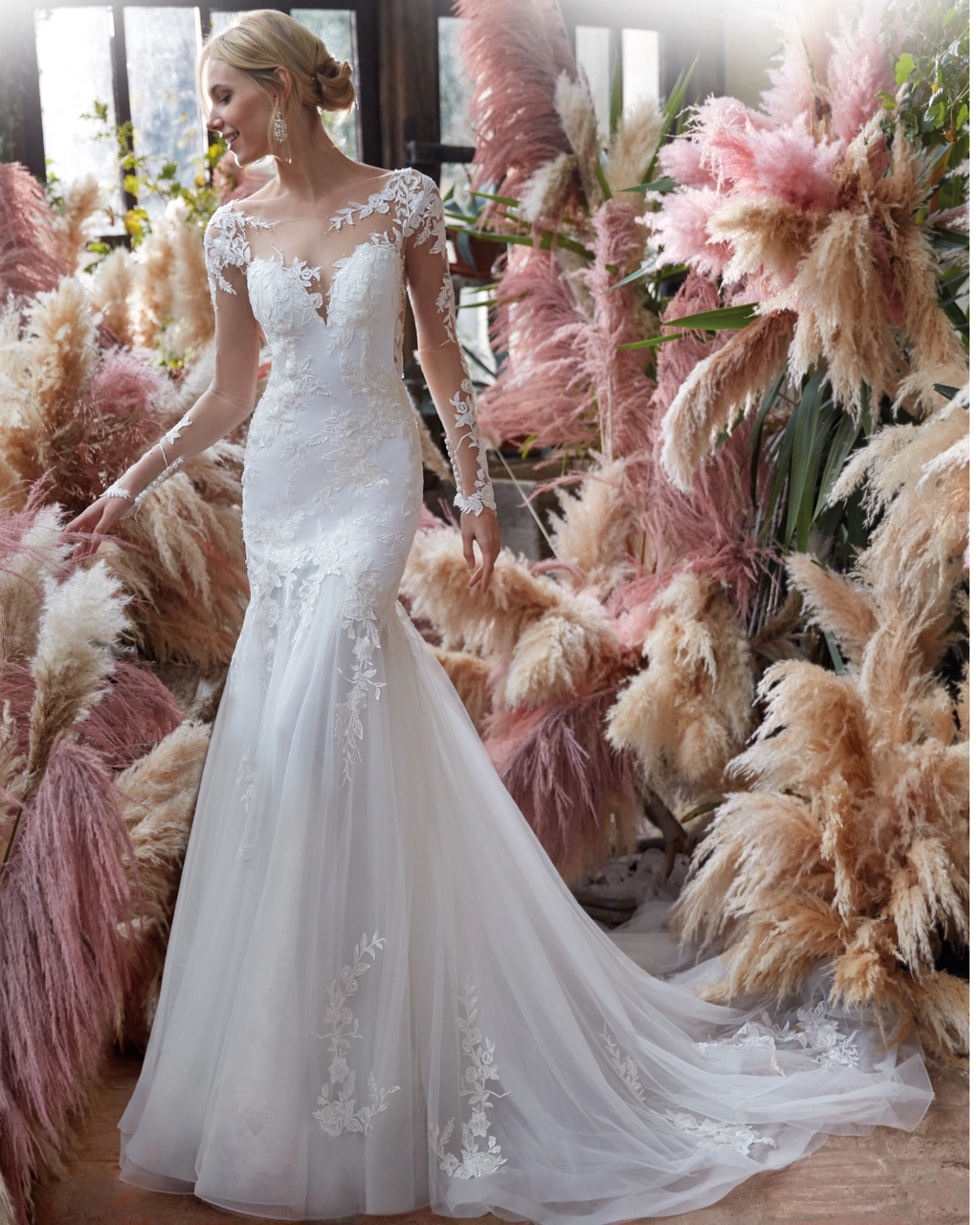 Monique DD052 Off White Long Sleeves Lace Mermaid
