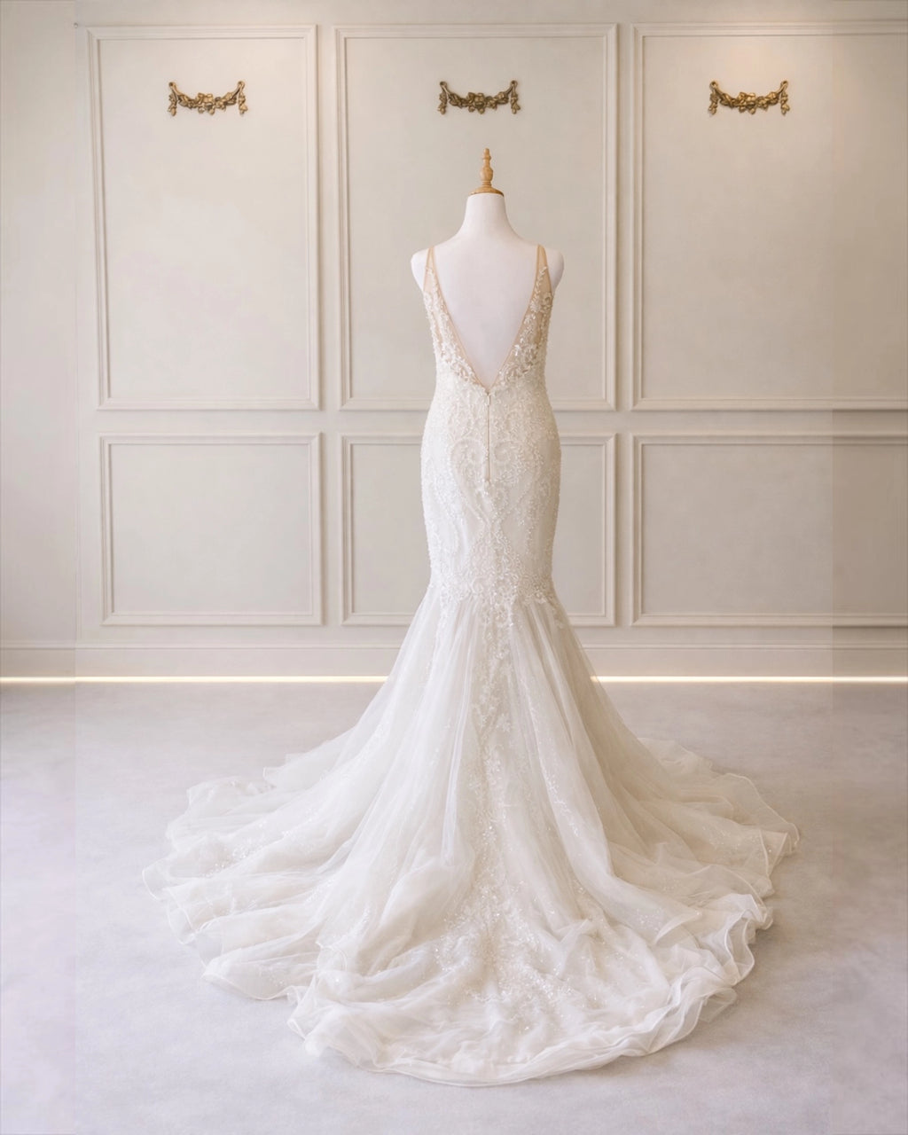 Natasha DD055 Off White Mermaid Lace And Frill Skirt