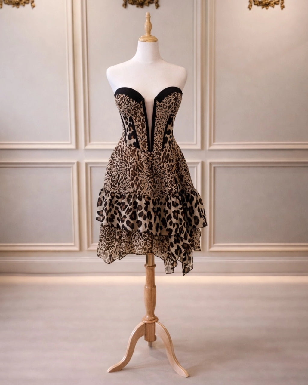 Ruby DD0017 Short Animal Print Corset Dress With Black