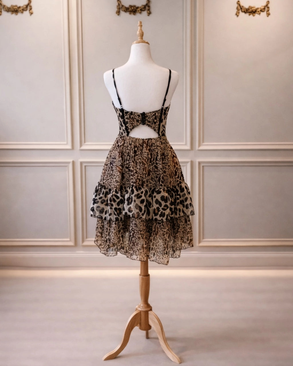 Ruby DD0017 Short Animal Print Corset Dress With Black