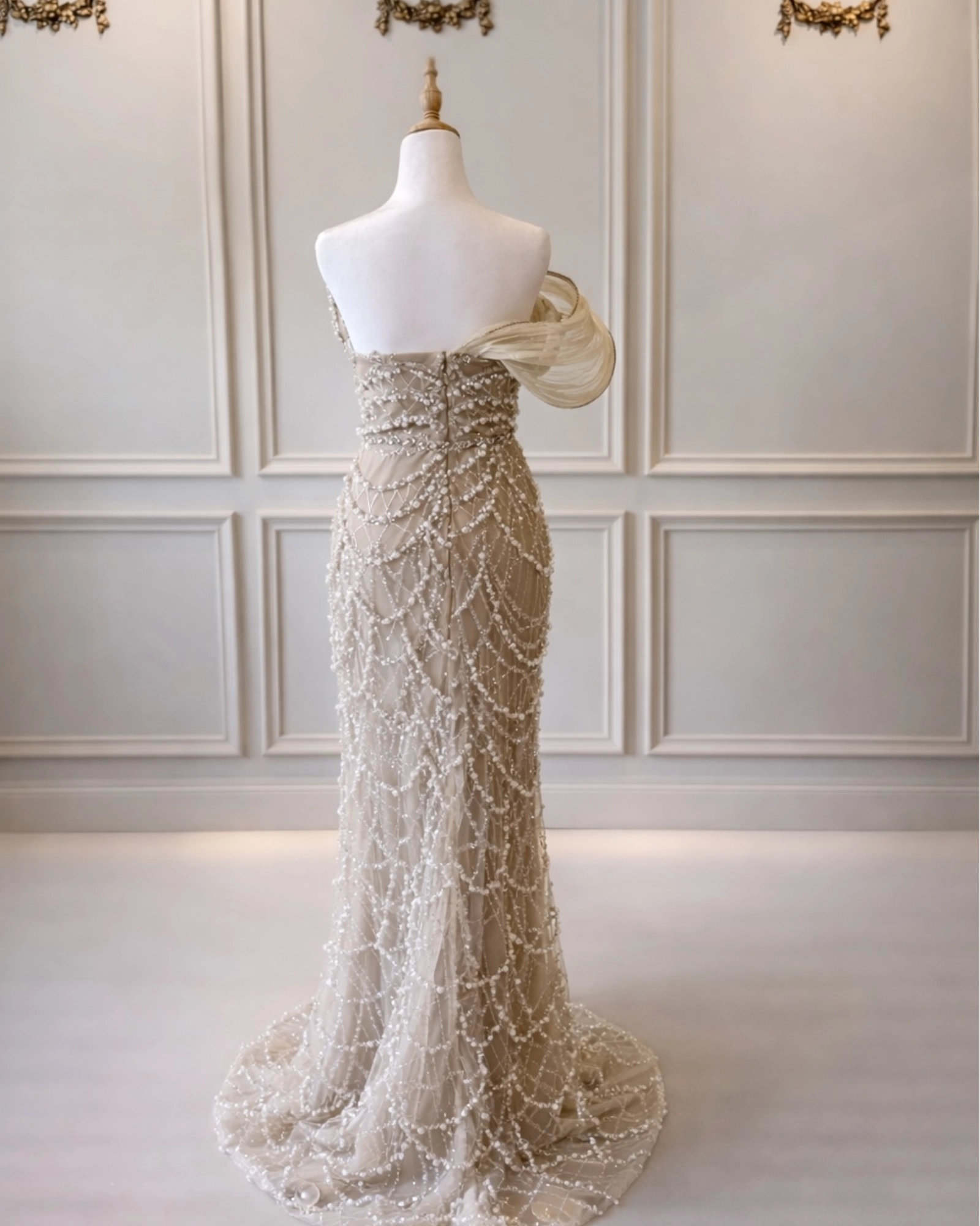 Willow DD030 Nude & Ivory With Pearl Beading And Silver Beading